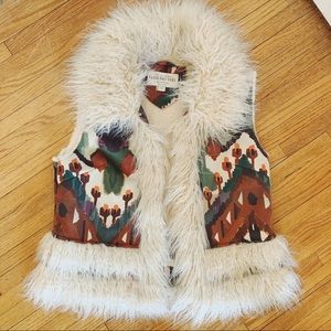 Boston Proper Faux Fur Aztec Vest
